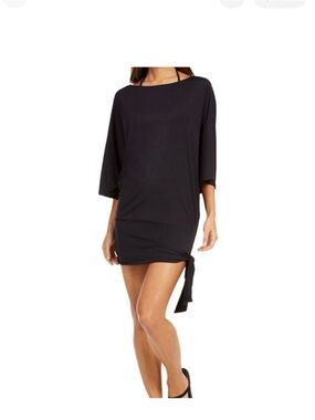 MICHAEL Michael Kors Black Swim Coverup Tunic with Side Tie